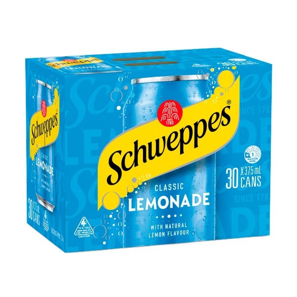 Schweppes Lemonade Soft Drink Cans Multipack 375mL x 30 Pack | 30 pack