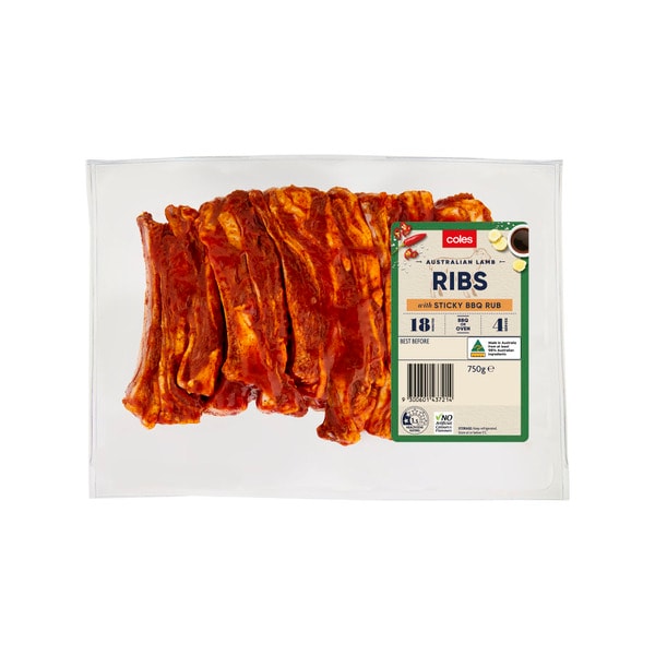 Coles Grill Lamb Ribs In A Sticky BBQ Rub | 750g