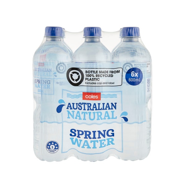 Coles Spring Water 6x600mL | 6 pack