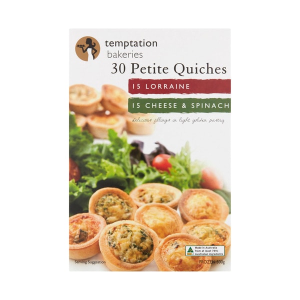 Temptation Frozen Petite Quiches Variety 30 Pack | 500g