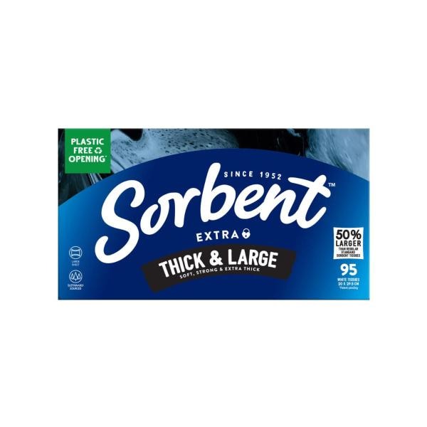 Sorbent 2 Ply Thick & Large White Facial Tissues | 95 pack