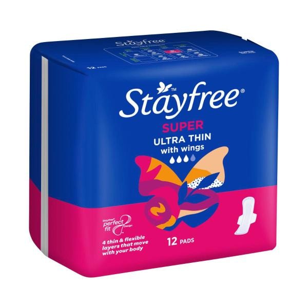 Stayfree Ultra Thin Super Pads With Wings | 12 pack