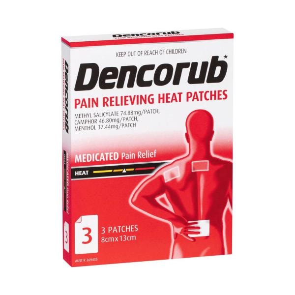 Dencorub Self Adhesive Medicated Pain Relieving Heat Patches | 3 pack