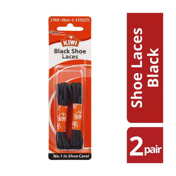 Kiwi Black Shoe Laces 69cm | 2 pair