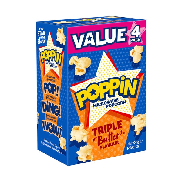 Poppin Triple Butter Microwave Popcorn | 400g