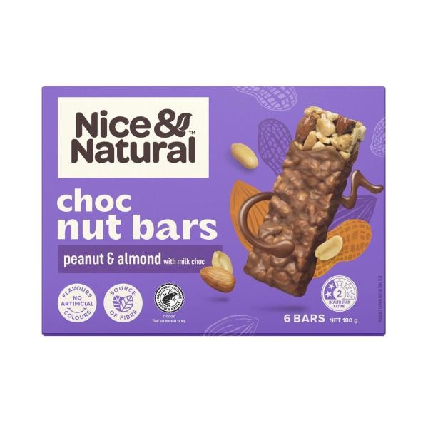 Nice & Natural Chocolate Peanut & Almond Nut Bars | 180g