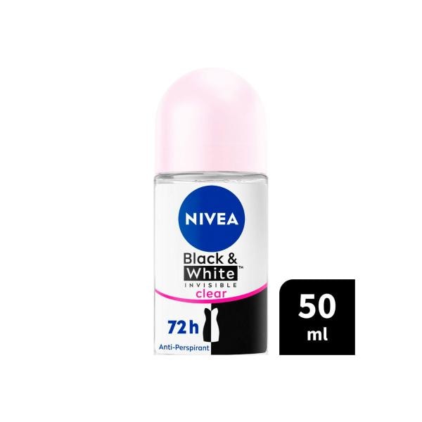 Nivea Black And White Clear Invisible Roll On Antiperspirant Deodorant | 50mL