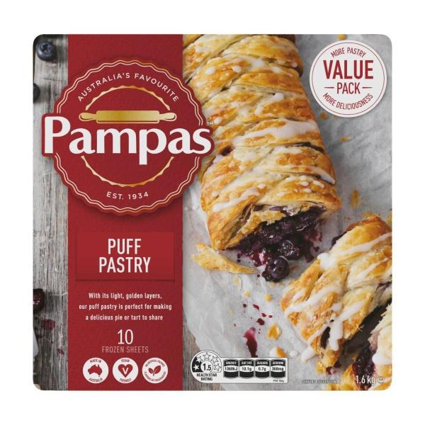 Pampas Frozen Puff Pastry Sheets 10 pack | 1.6kg