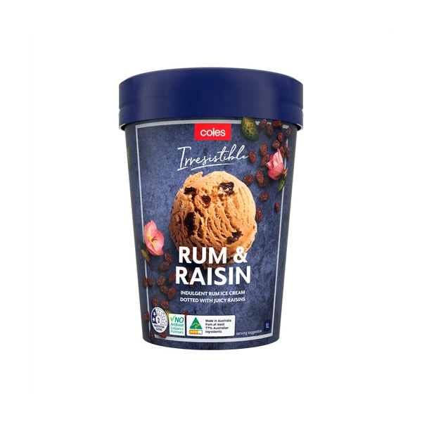 Coles Irrisistible Rum & Raisin Ice Cream Tub | 1L