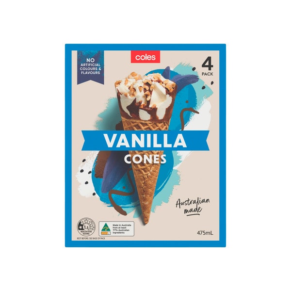 Coles Vanilla Ice Cream Cones | 475mL