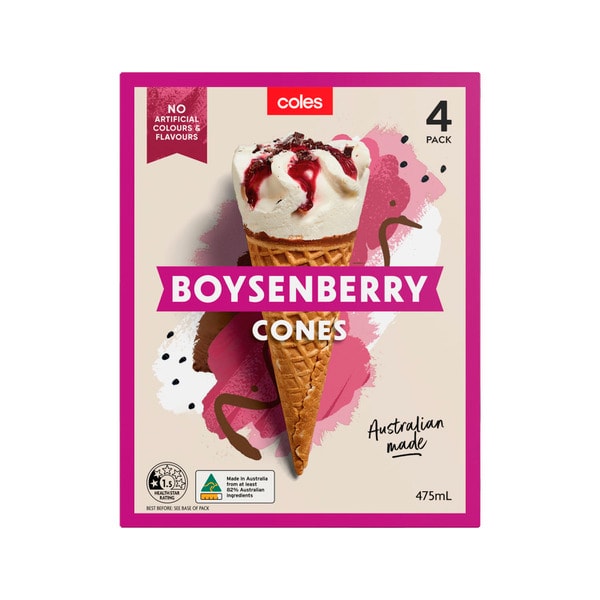 Coles Boysenberry Ice Cream Cones | 475mL