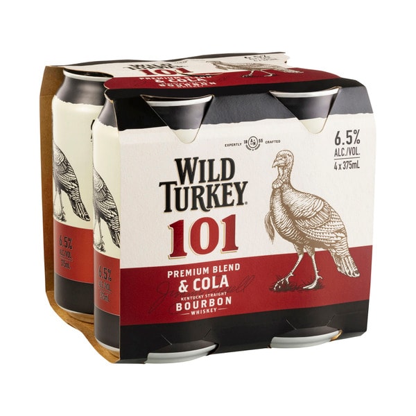 Wild Turkey & Cola 101 Can 375mL | 4 Pack