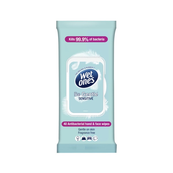 Wet Ones Be Gentle Anti-Bacterial Hand & Face Wipes | 40 pack