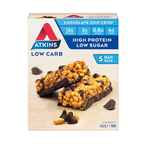 Atkins Low Carb Chocolate Chip Crisp Bars 185g | 5 pack