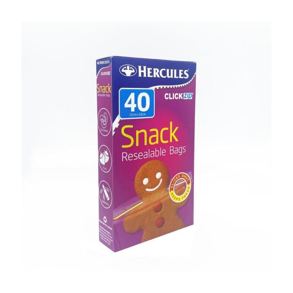 Hercules Clickzip Snack Bags Small 15cm x 10cm | 40 pack