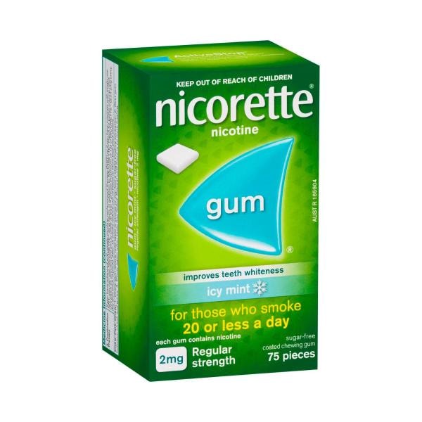 Nicorette Quit Smoking Regular Strength Nicotine Gum Icy Mint | 75 pack