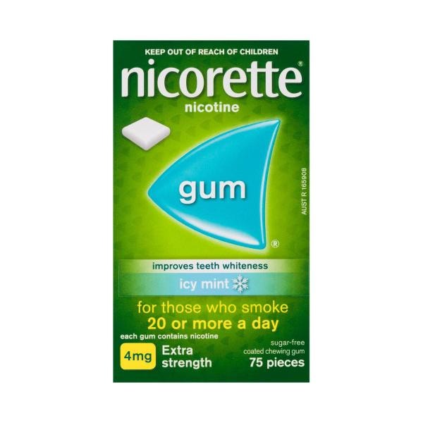 Nicorette Quit Smoking Extra Strength Nicotine Gum Icy Mint | 75 pack