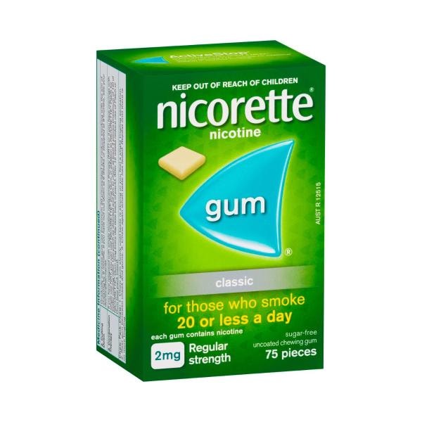 Nicorette Quit Smoking Regular Strength Nicotine Gum Classic | 75 pack