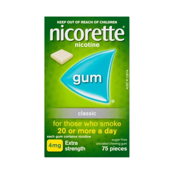 Nicorette Quit Smoking Extra Strength Nicotine Gum Classic | 75 pack
