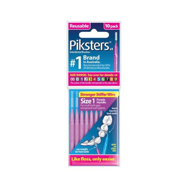 Piksters Interdental Brushes Purple Size 1 | 10 pack
