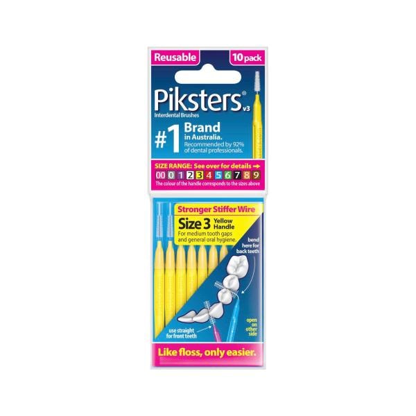 Piksters Interdental Brushes Yellow Size 3 | 10 pack