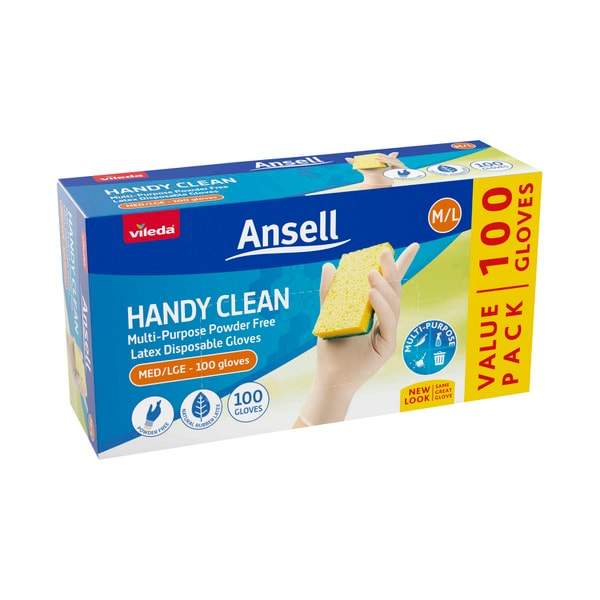 Ansell Disposable Handy Gloves Latex | 100 pack