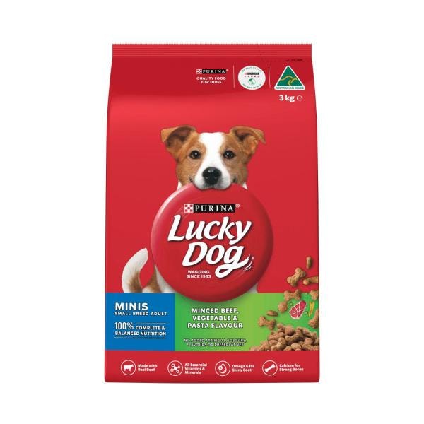 Purina Lucky Dog Adult Minis Beef Vegetable & Pasta Dry Dog Food | 3kg