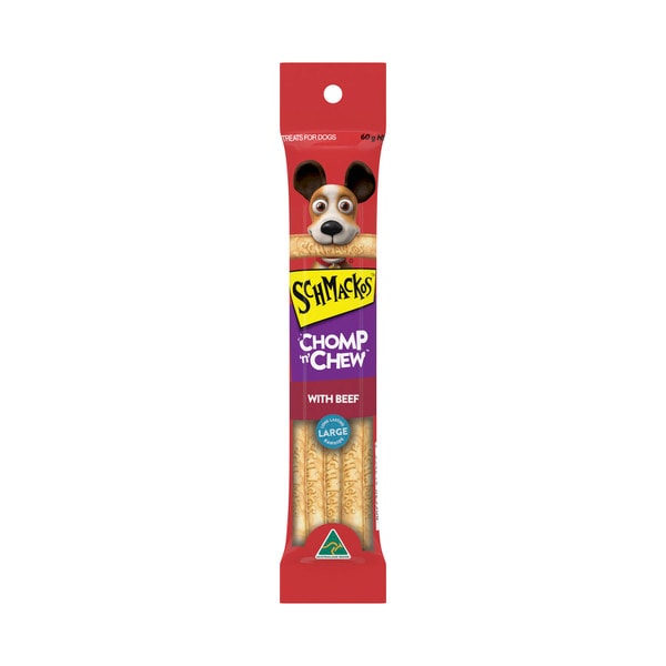 Schmackos Chomp N Chew Large Dog With Beef Dog Treat | 1 Pack
