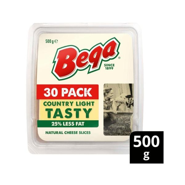 Bega Natural 25% Red Fat Tasty Slices 30 pack | 500g