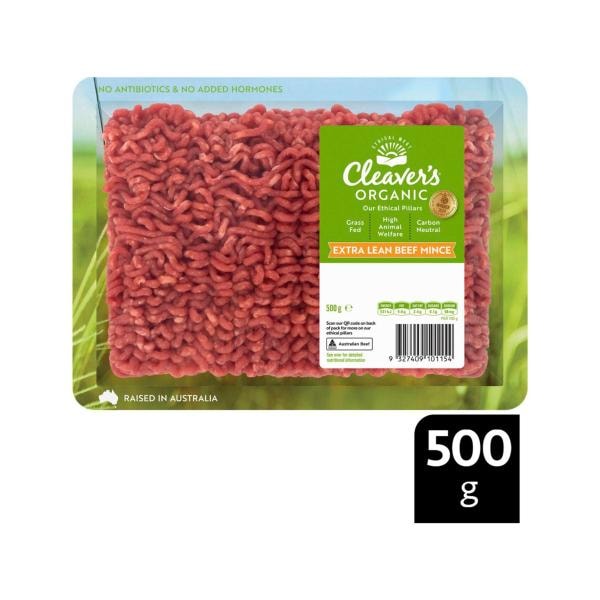 Cleaver's Organic Grass-Fed Extra Lean Beef Mince | 500g