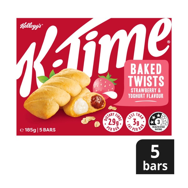 Kellogg's K-Time Baked Twists Strawberry & Yoghurt Flavour Filled Snack Bars 5 pack | 185g
