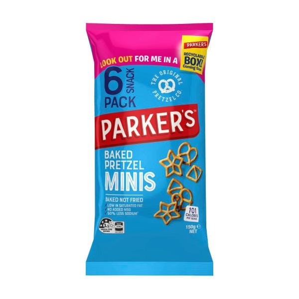 Parker's Baked Multipack Mini Pretzels 6 Pack | 150g
