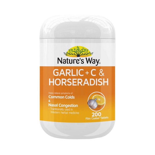 Nature's Way Garlic + C & Horseradish Tablets | 200 pack