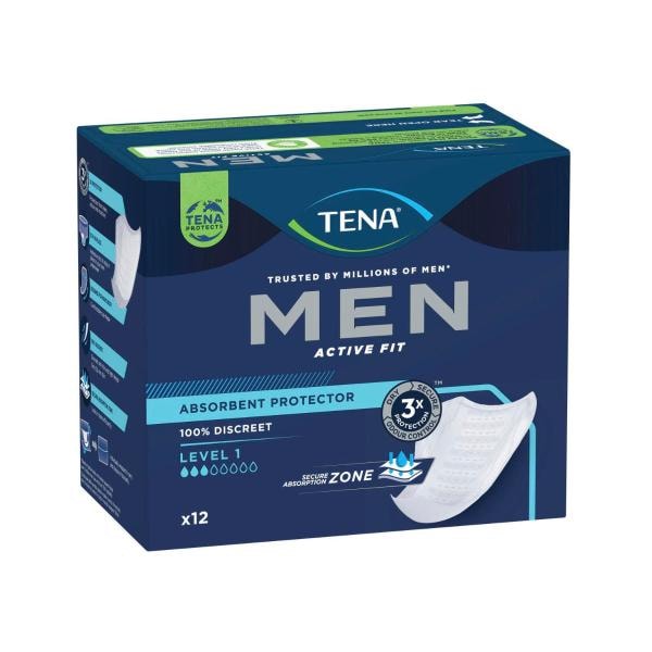 Tena For Men Pouches Level 1 Absorb Protector Incontinence Pads | 12 pack