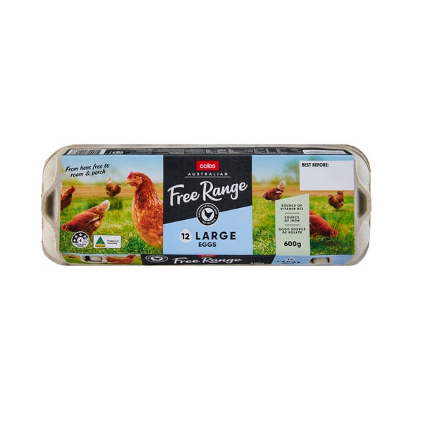 Coles Free Range Eggs 12 Pack | 600g