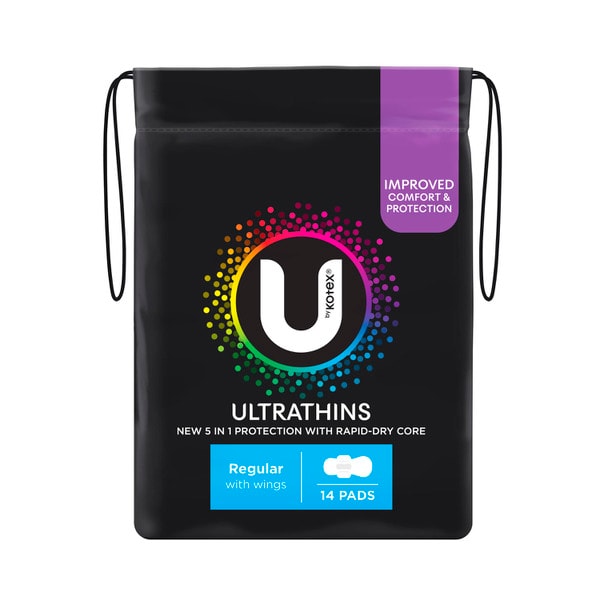 U by Kotex Ultrathin Pads Regular with Wings | 14 pack