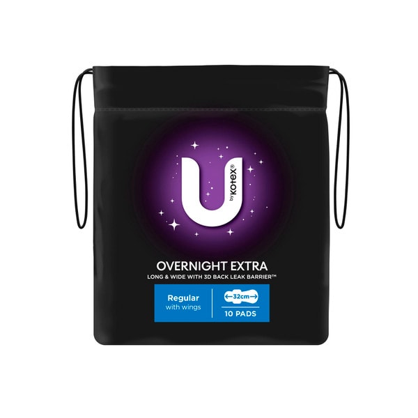 U by Kotex Overnight Extra Pads with Wings | 10 pack