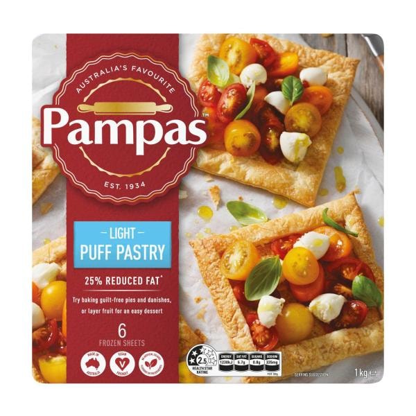 Pampas Frozen Puff Pastry Sheets Extra Light 6 pack | 1kg