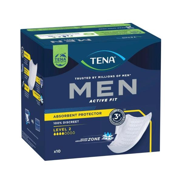 Tena For Men Absorb Protector Pouches Level 2 Incontinence Pads | 10 pack