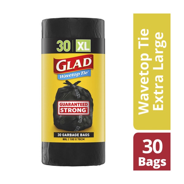Glad Garbage Bag Wavetop Tie XL | 30 pack