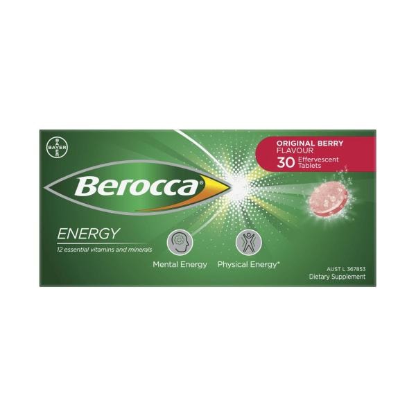 Berocca Energy Vitamin B & C Original Berry Flavour Effervescent Tablets | 30 pack