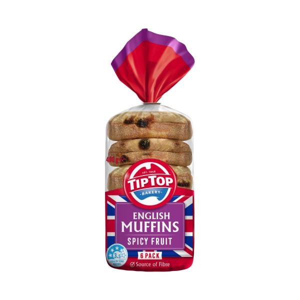 Tip Top Spicy Fruit English Muffins | 6 pack