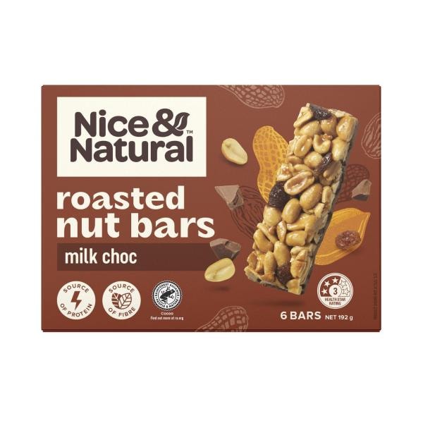 Nice & Natural Real Milk Chocolate Roasted Nut Bars 6 pack | 192g