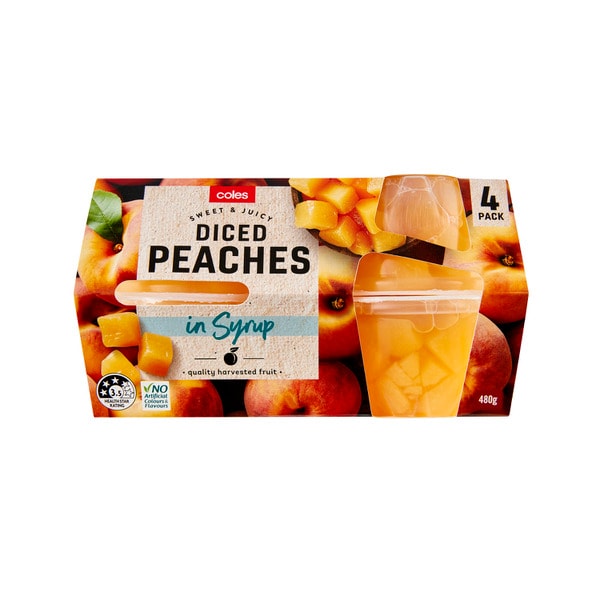 Coles Diced Peaches in Syrup 4 Pack | 480g