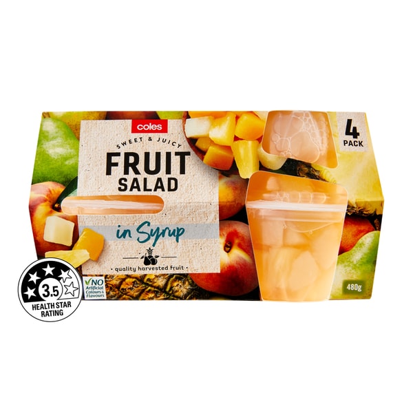 Coles Fruit Salad In Syrup 4 Pack | 480g