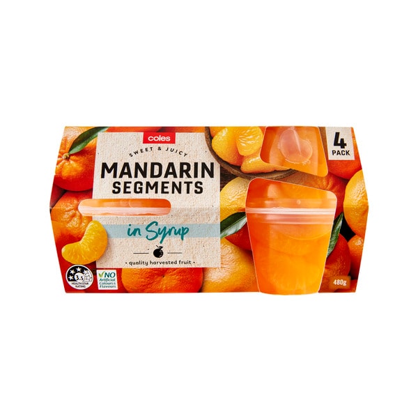 Coles Mandarin Segments in Syrup 4 Pack | 480g