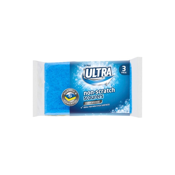 Coles Ultra Sponge Scourer Non Scratch | 3 pack