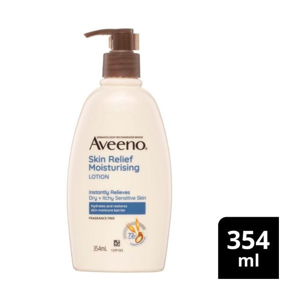 Aveeno Skin Relief Fragrance Free Body Lotion Shea Butter 72-Hour Intense Hydration Soothe Dry Itchy Sensitive Skin | 354mL