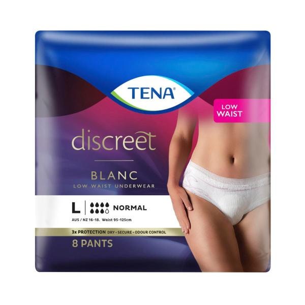 Tena Discreet Blanc Incontinence Pant For Women Normal Large | 8 pack