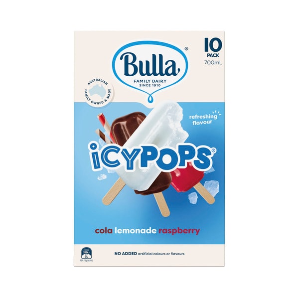 Bulla Icy Pops Raspberry Lemon & Cola 10 Pack | 700mL